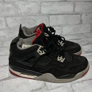Size 8 women - Jordan 4 Retro Bred Black/Fire Red Cement